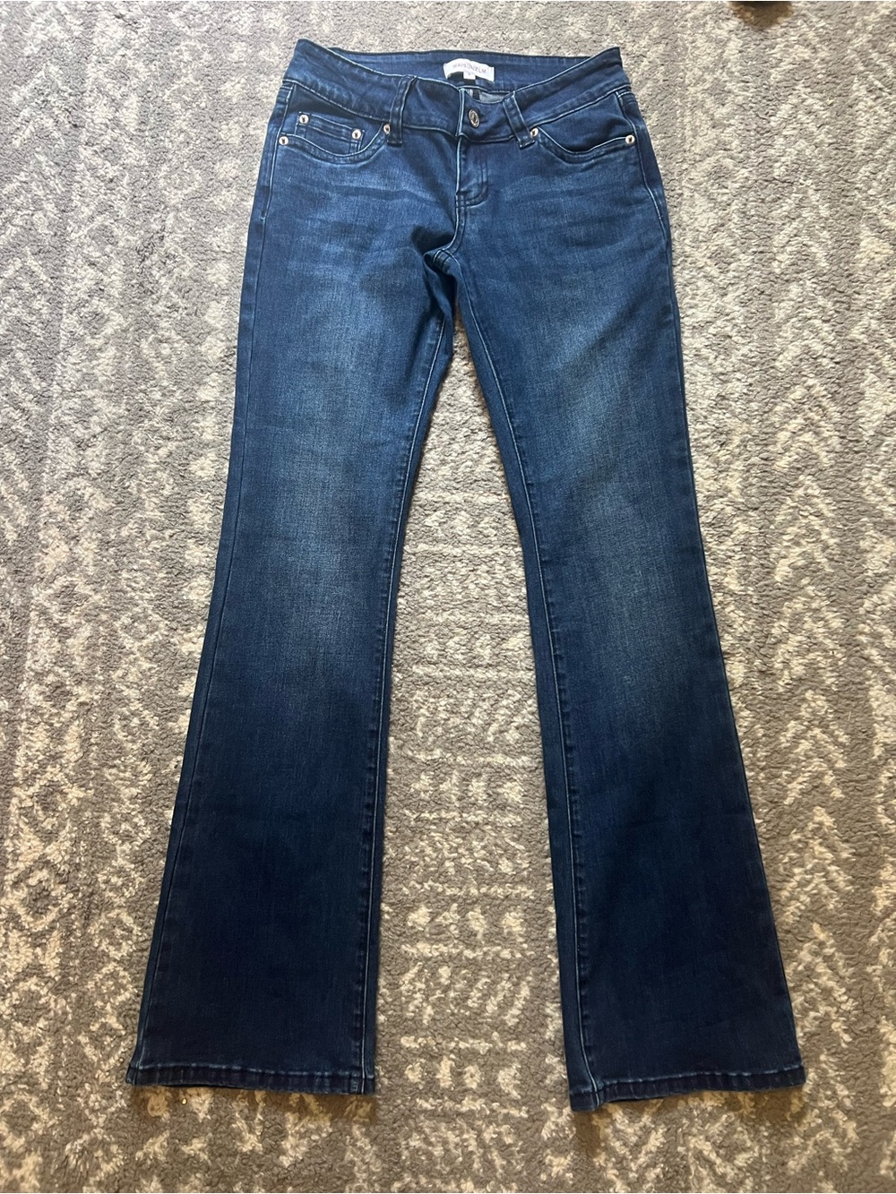 Waisunzlm low rise  Dark Blue Flare Jeans - Stretch Wide Leg size 4